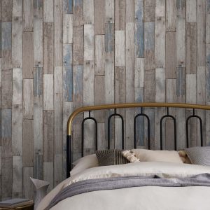 Distressed Wood Plank Neutral Blue