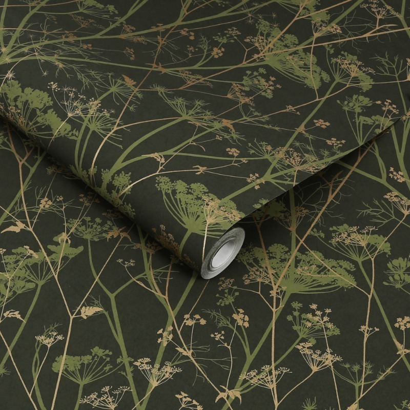 Wild Chervil Sage & Gold - Wallpaper Emporium