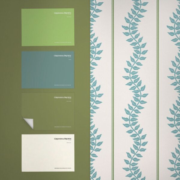 Laurel Leaf Stripe Blue & Green - Image 4