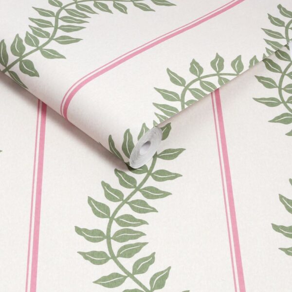 Laurel Leaf Stripe Pink & Green