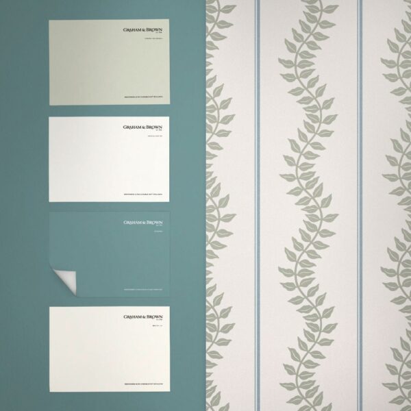 Laurel Leaf Stripe Sky & Green - Image 4