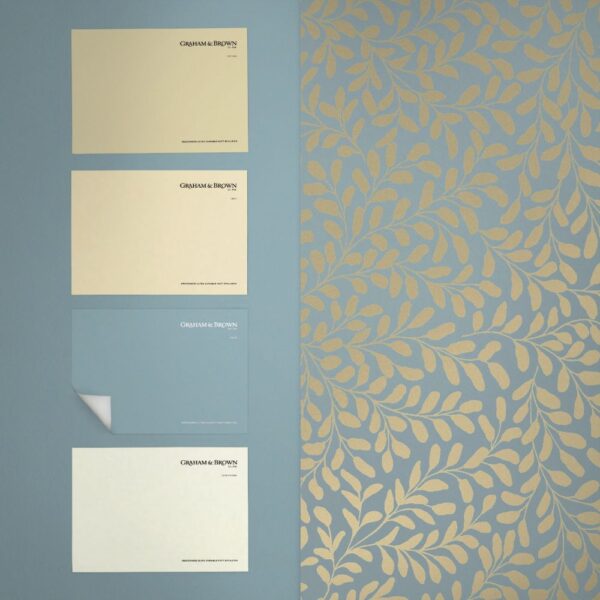 Gilded Leaf Sky Blue & Pale Gold - Image 4